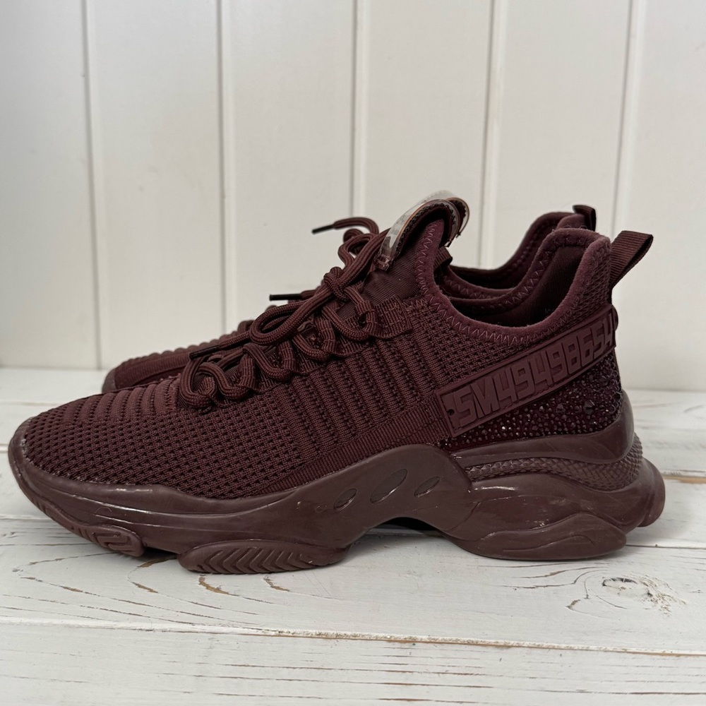 Steve Madden Maxima Rhinestone Burgundy Sneakers Size 8.5